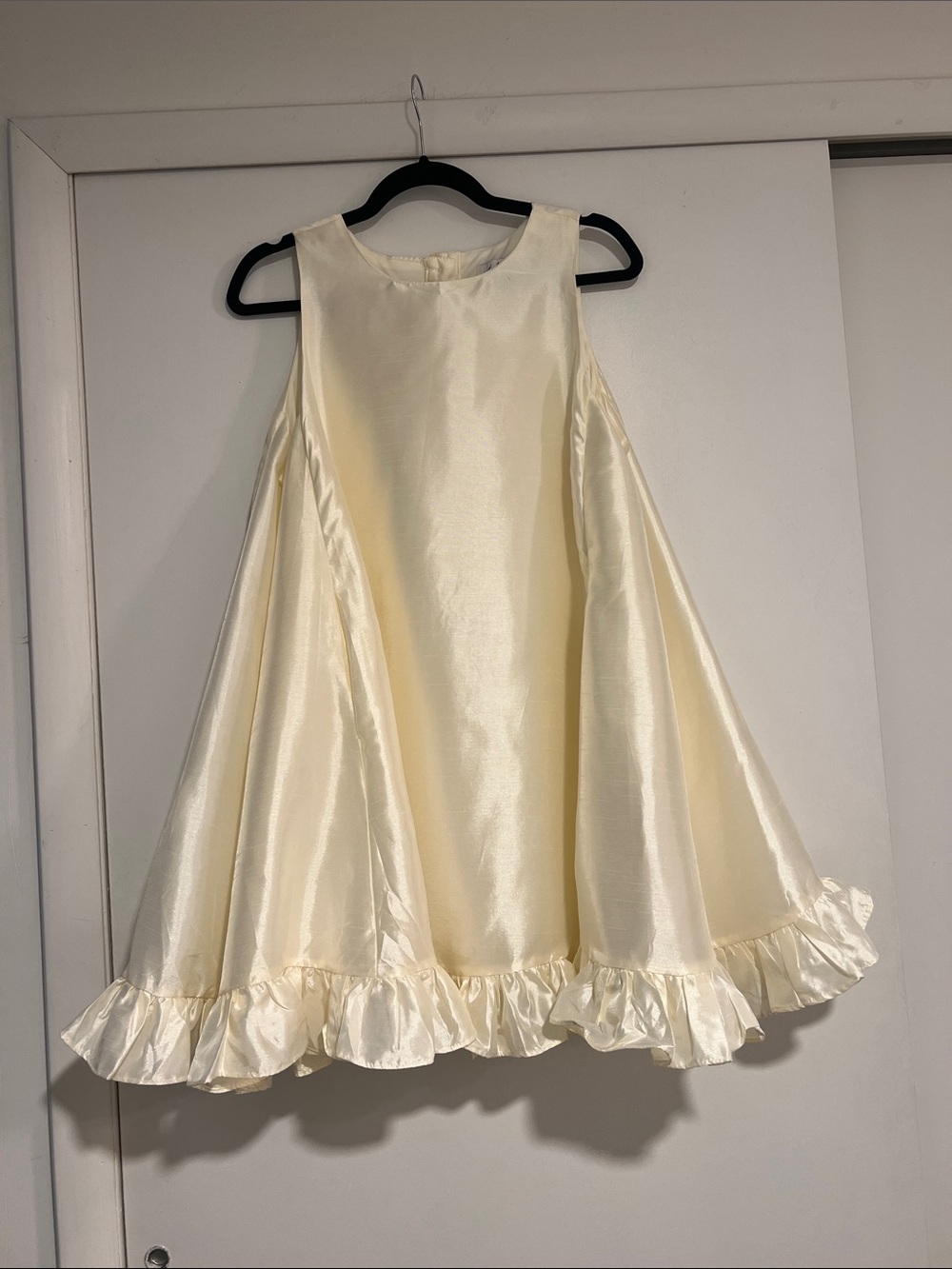 Petal & Pup Satin Ruffle Hem Mini Dress in Cream